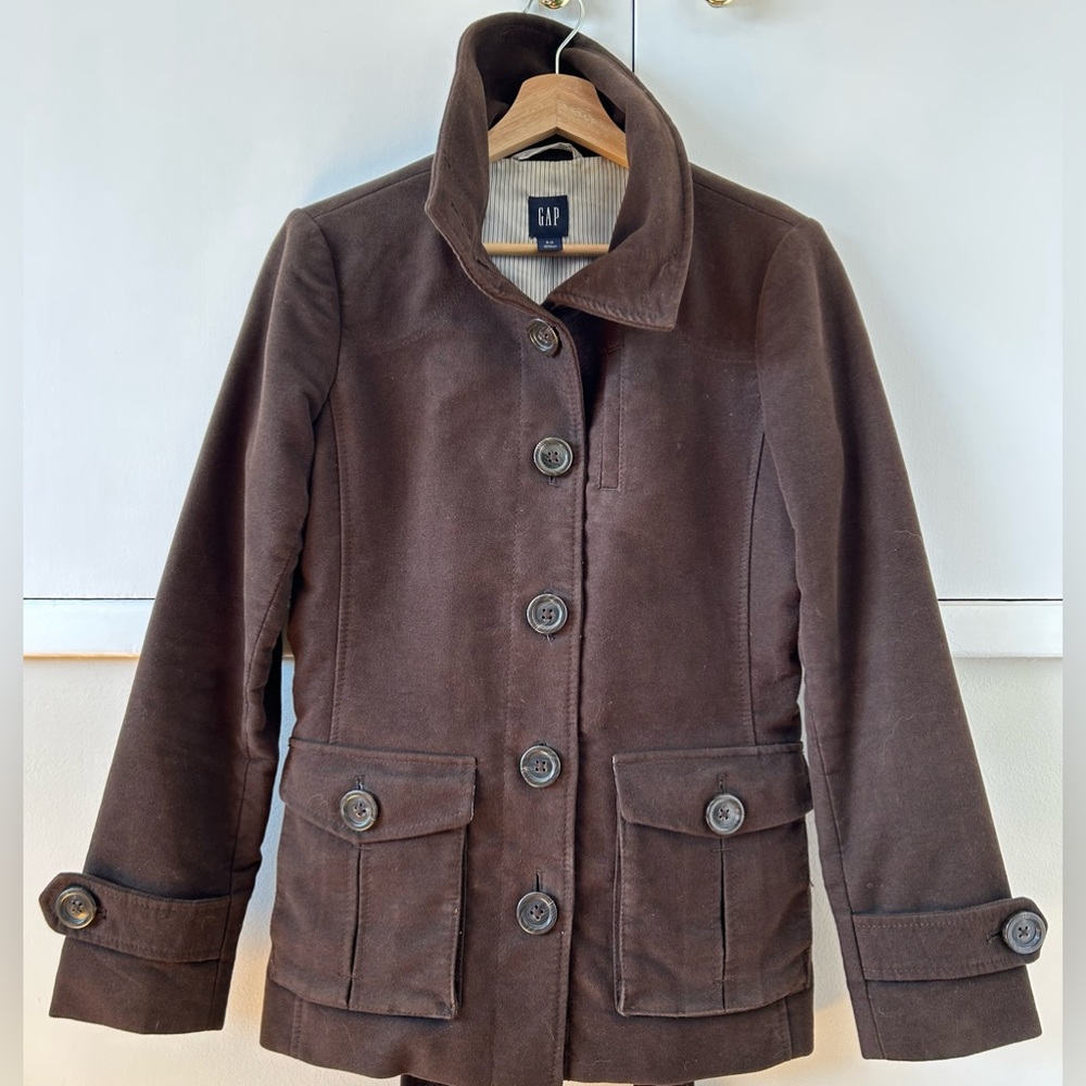 Gap brown suede like vintage car coat